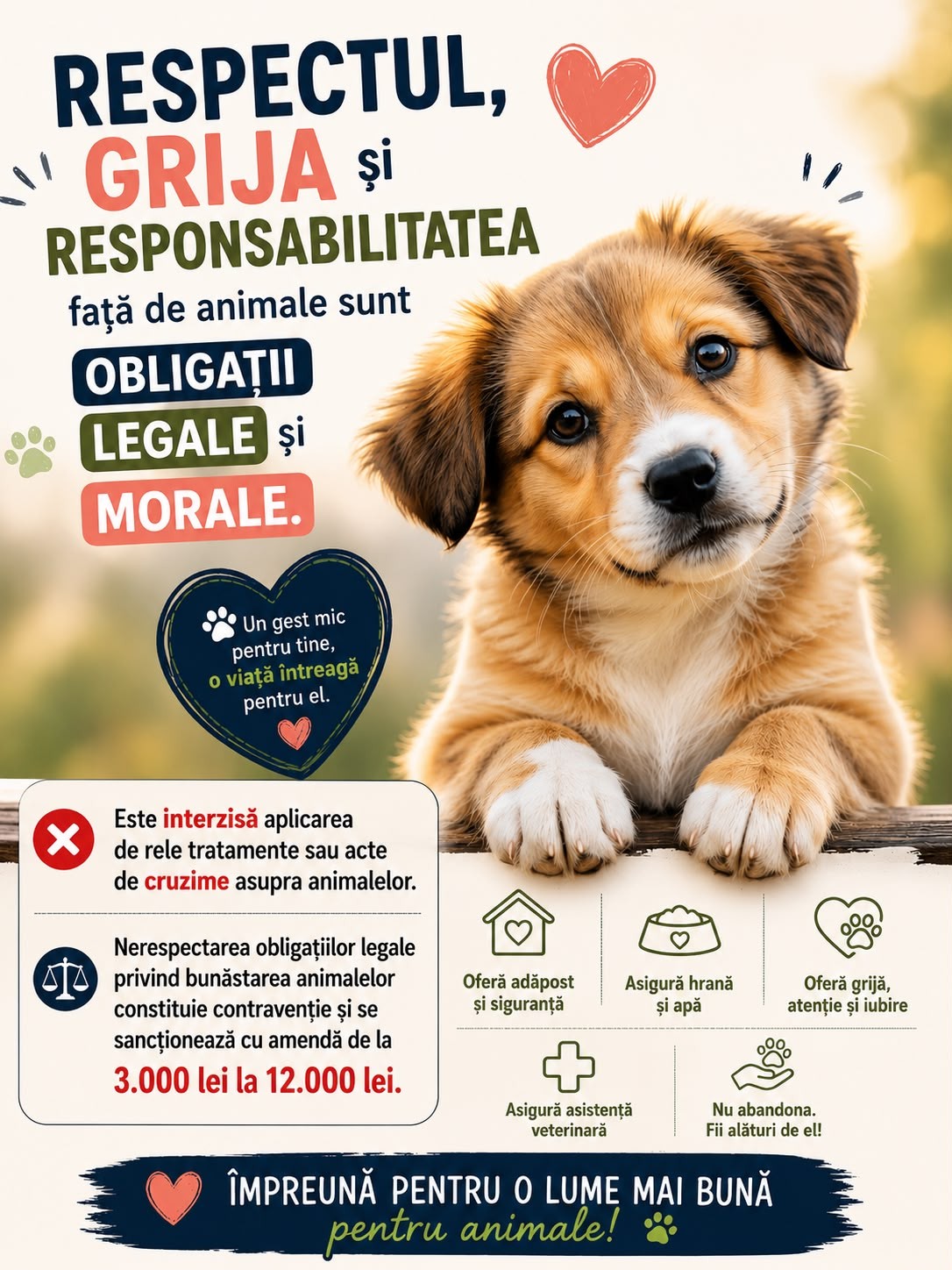 Informare privind obilgațiile pe care le au deținătorii de animale în domeniul protecției animalelor
